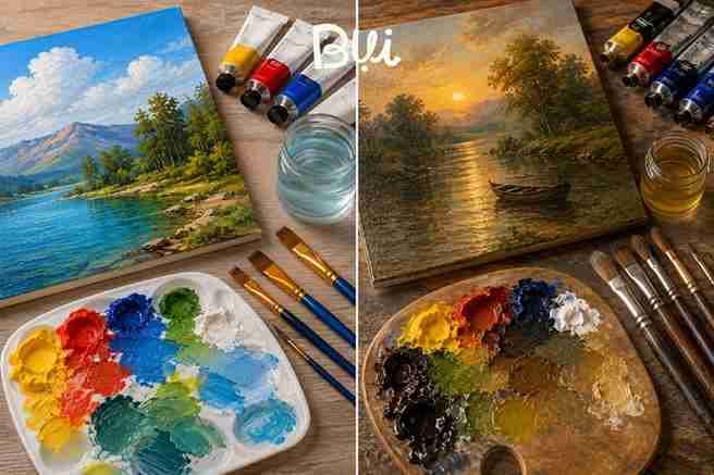 Sự khác biệt cơ bản giữa màu Acrylic và Sơn Dầu