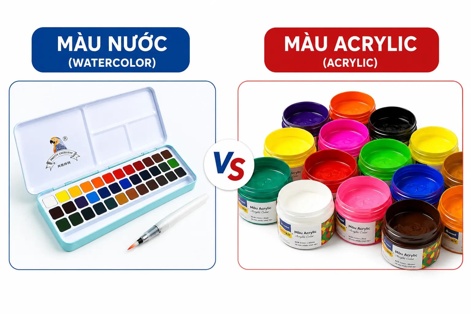Màu Acrylic khác gì màu nước? Loại nào dễ vẽ và hợp với bạn?