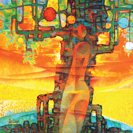 VŨ ĐĂNG ĐÍNH - Nhân quả. Sơn dầu. 130x130cm. 2015
