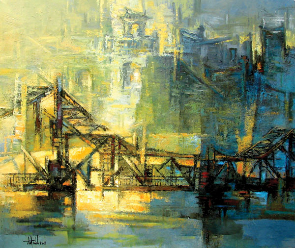 VŨ ĐĂNG ĐÍNH - Cầu Long Biên. Sơn dầu. 100x120cm. 2011