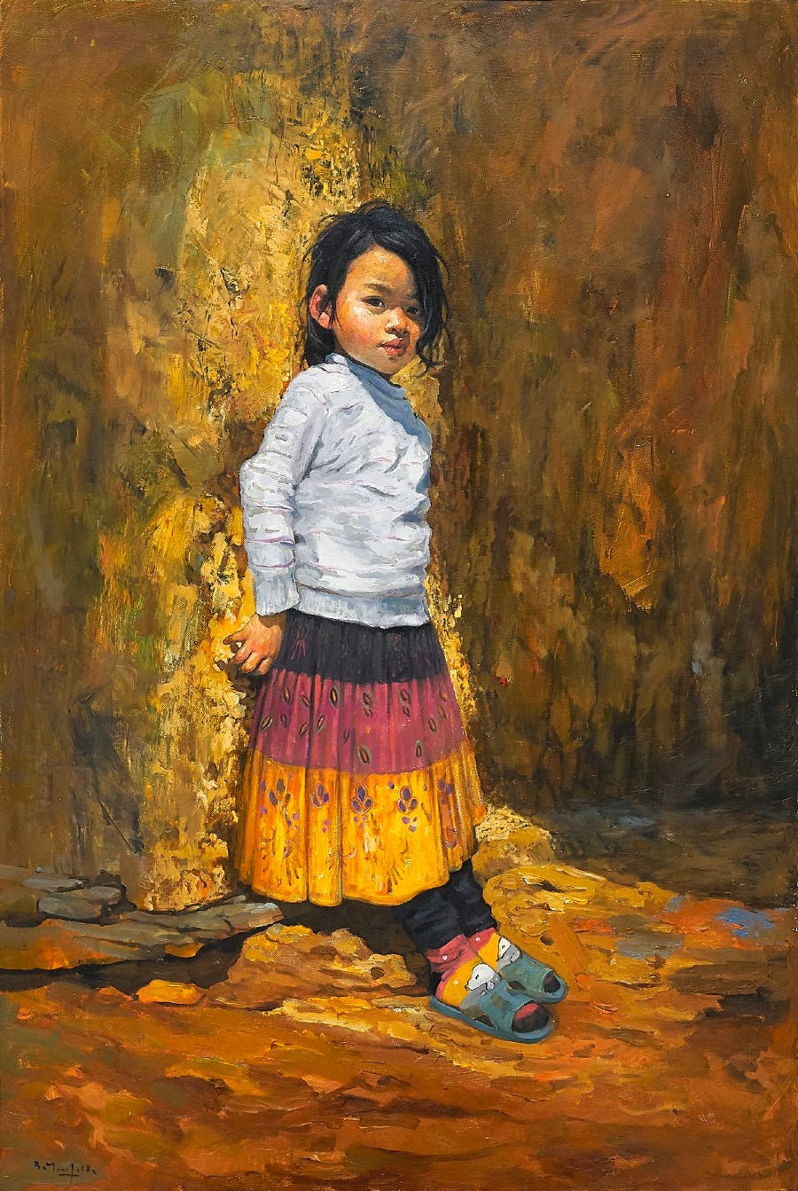 Tranh chân dung bé gái của họa sĩ Bùi Văn Tuất