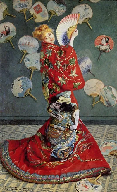 Tranh Monet - Madame Monet in a Japanese Kimono (Quý bà Monet trong bộ kimono)