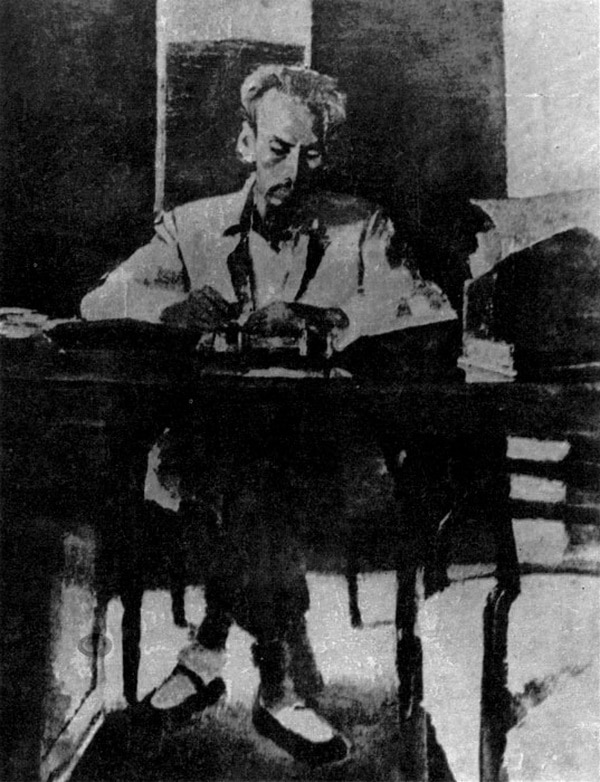 Tác phẩm "Bác Hồ làm việc tại Bắc Bộ Phủ" năm 1946