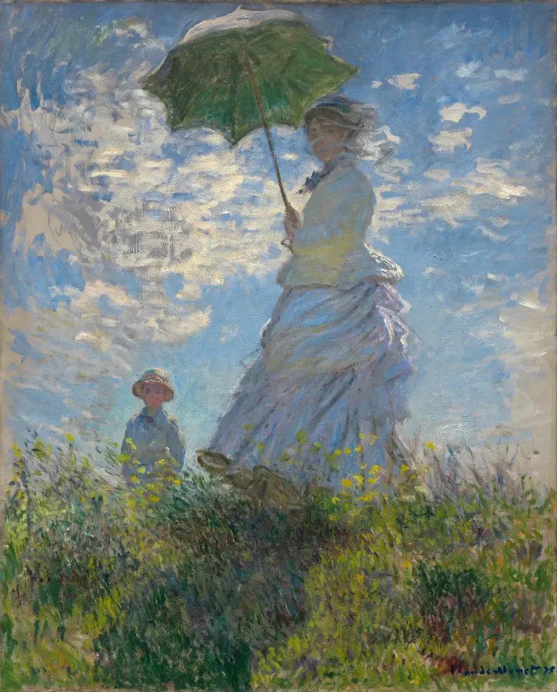 Tranh Woman with a Parasol (Người phụ nữ cầm ô) - Claude Monet