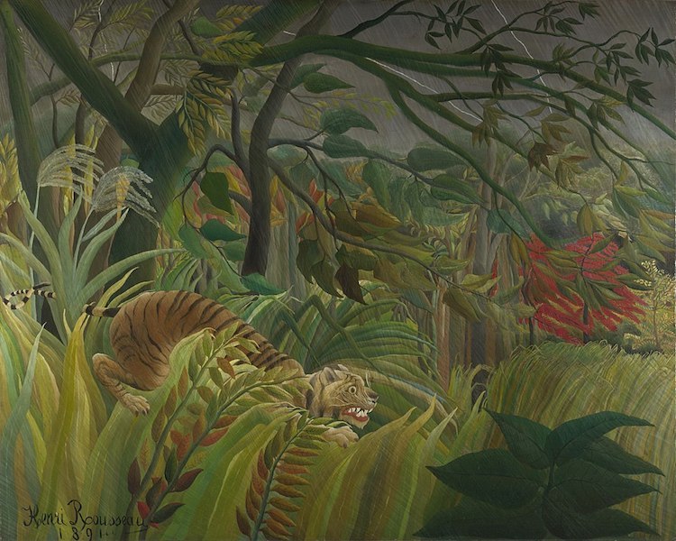 "Surprised! Tiger in a Tropical Storm" (1891)