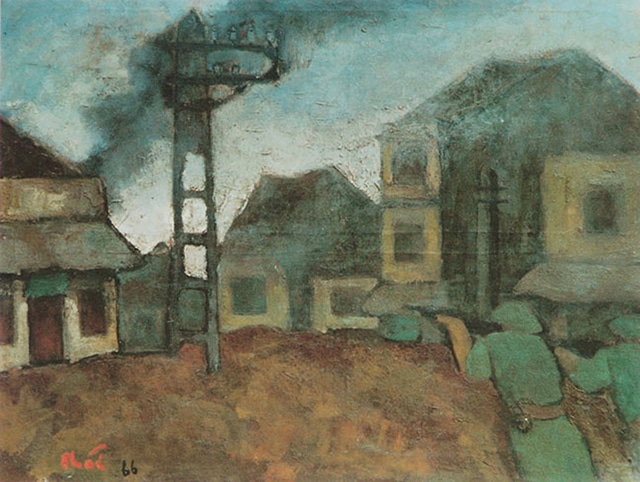 Hà Nội kháng chiến, sơn dầu, 1966