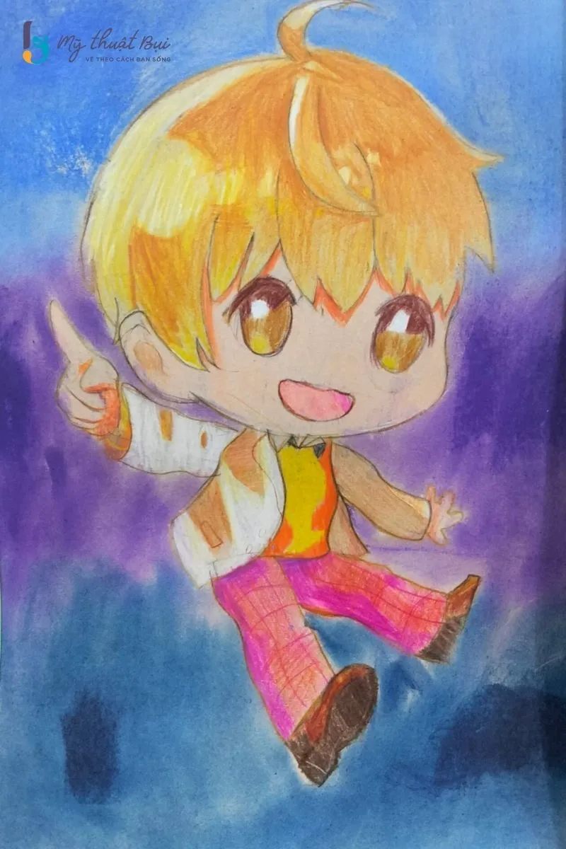Tranh vẽ anime nam cute dễ thương
