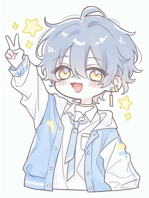 Tranh vẽ anime nam cute dễ thương