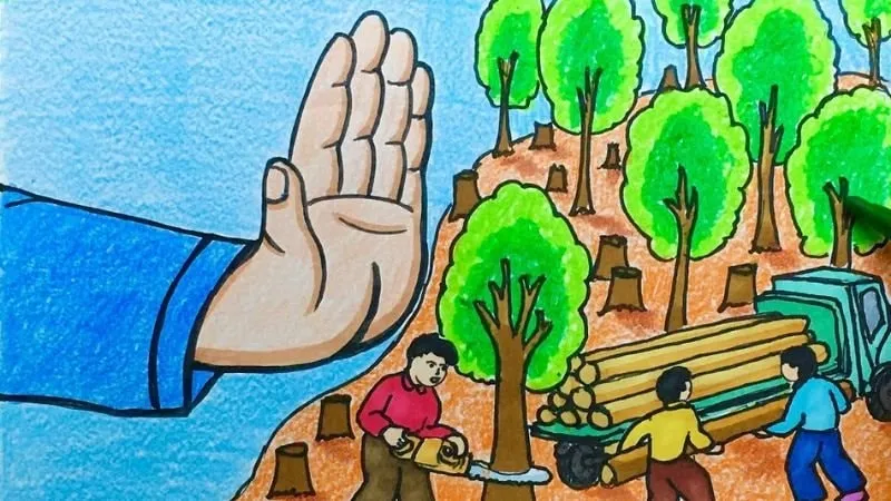 Tranh vẽ chặt phá rừng Tranh vẽ chặt phá rừng