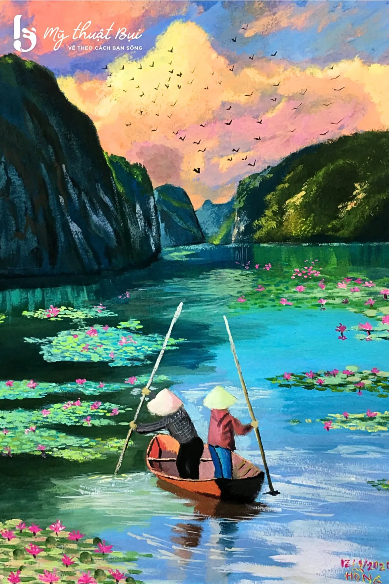 Tranh vẽ hoa sen 4