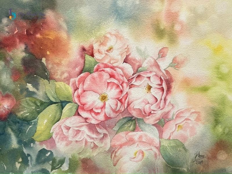 Tranh vẽ hoa bằng màu nước