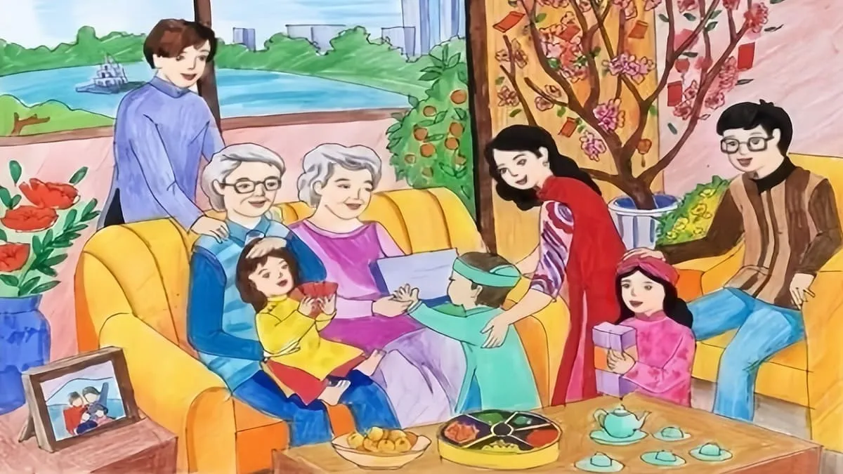 Vẽ tranh gia đình sum vầy