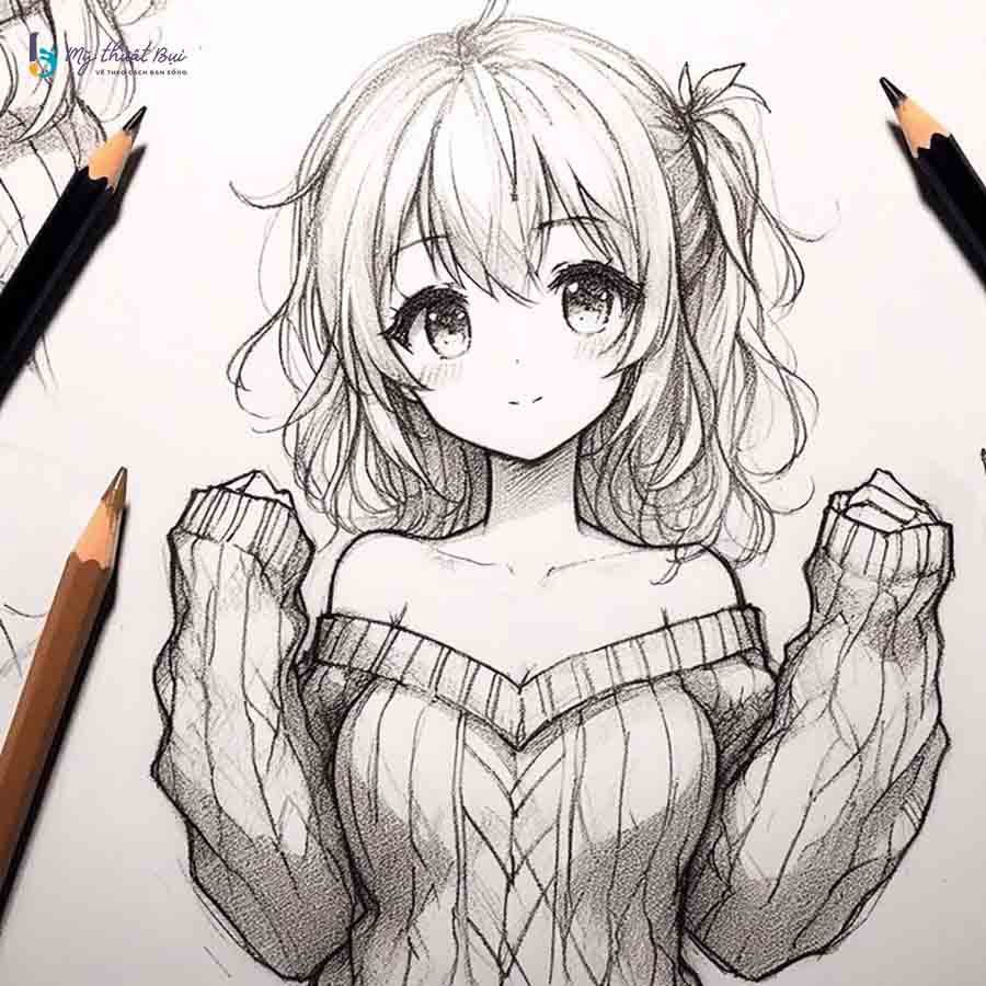 Tranh vẽ anime nữ đẹp