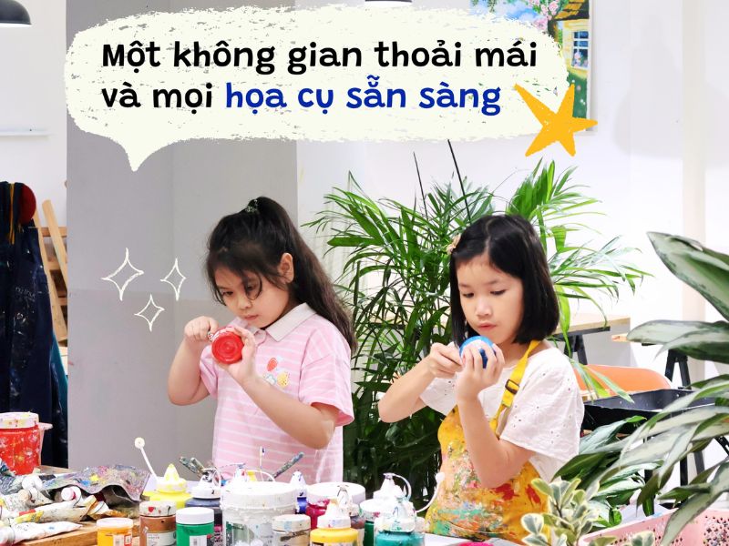 Không gian học vẽ thoải mái cho bé tại Mỹ Thuật Bụi Quận 7
