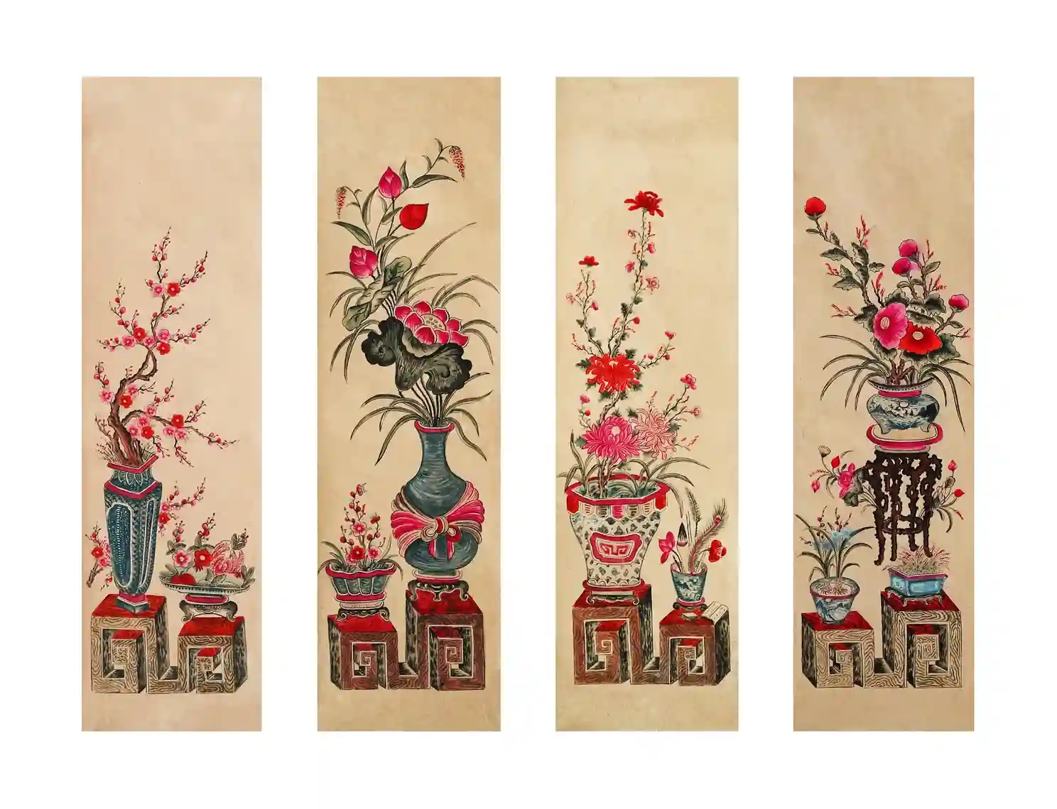 Bộ 4 bức tranh tứ bình tứ quý