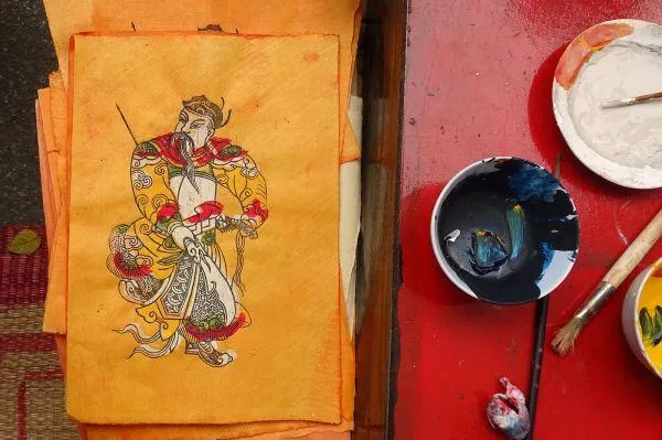 Công đoạn tô màu tranh Môn Thần Công đoạn tô màu tranh Môn Thần