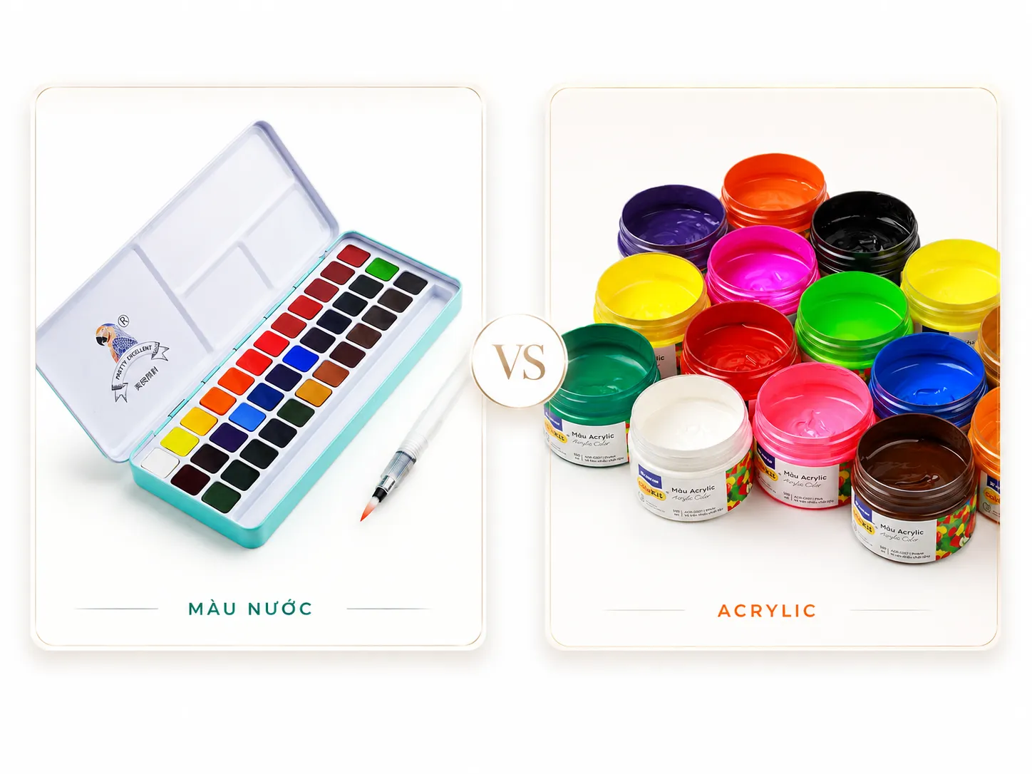 So sánh màu nước với màu Acrylic So sánh màu nước với màu Acrylic
