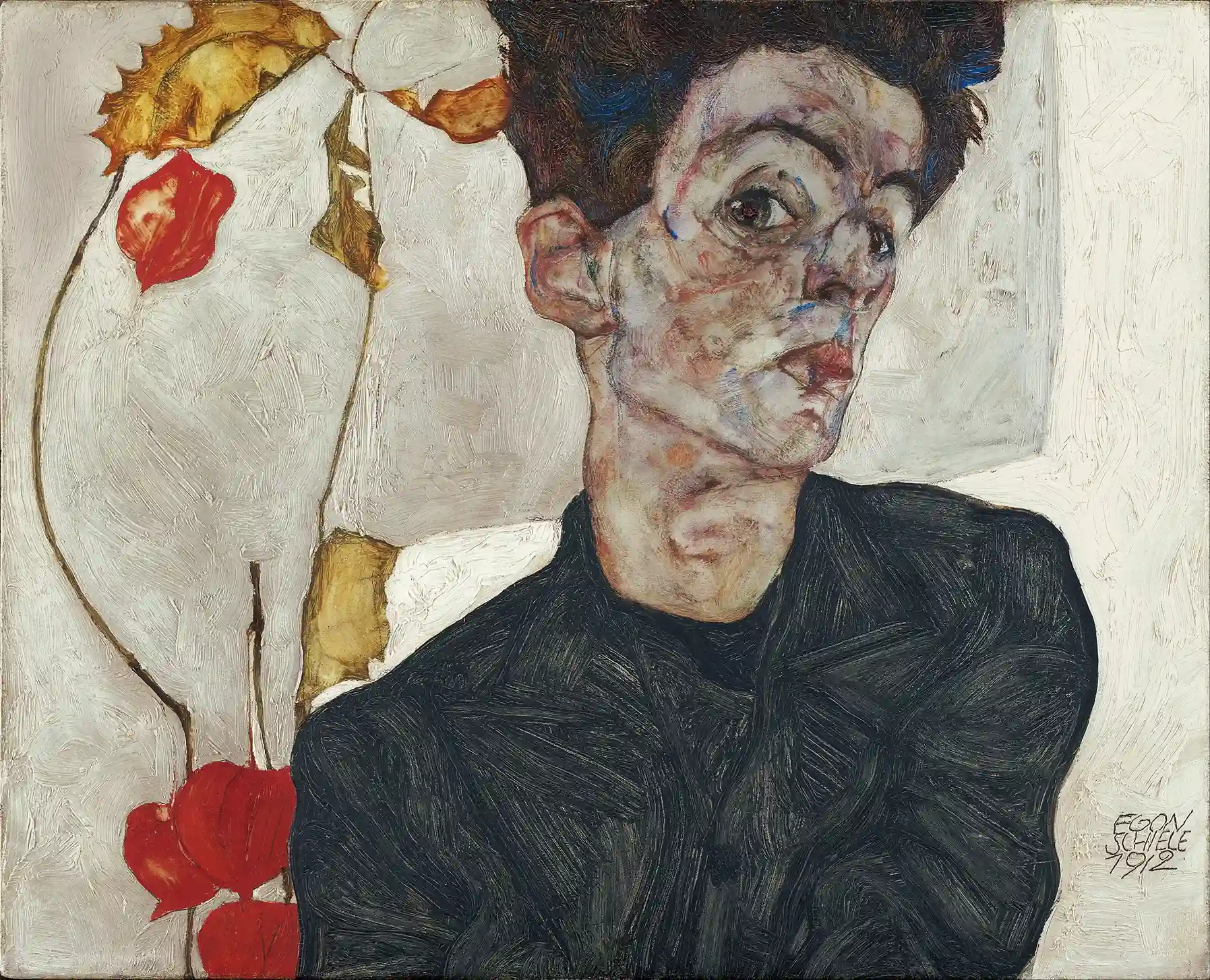 Self-Portrait with Chinese Lantern Plant (Chân dung tự họa với quả thù lù – Sáng tác năm 1912)