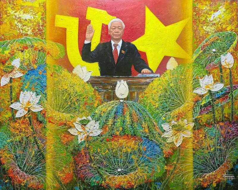 Tranh họa sĩ Đoàn Nguyên vẽ bác Trọng