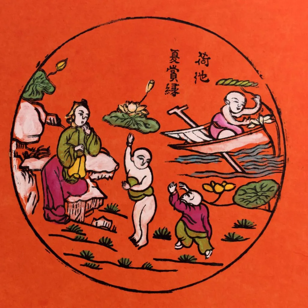 Tranh "Hà trì hạ thưởng" (Vui chơi hồ sen) Tranh "Hà trì hạ thưởng" (Vui chơi hồ sen)