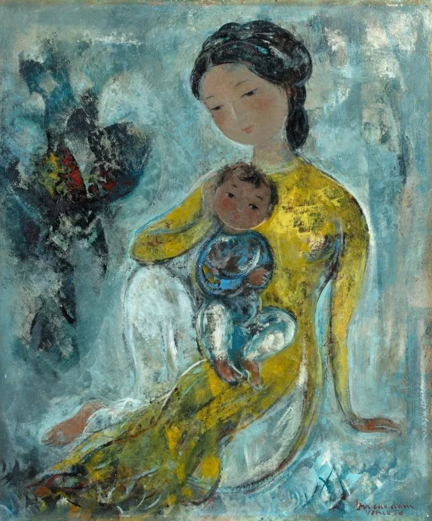 Bức tranh sơn dầu trên ván "Mẫu Tử", 1956, Vũ Cao Đàm