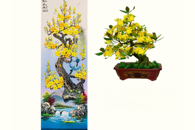 Hoa mai trong bộ tranh tứ quý Tùng Cúc Trúc Mai