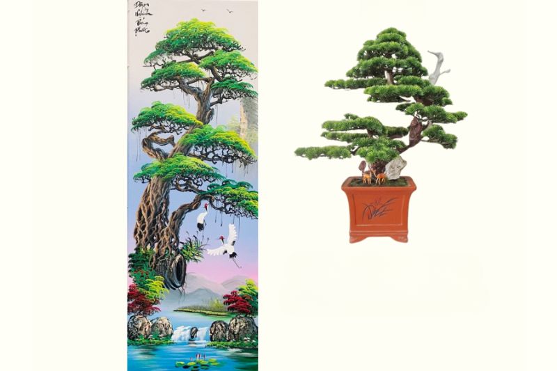 Cây tùng trong bộ tranh tứ quý Tùng Cúc Trúc Mai