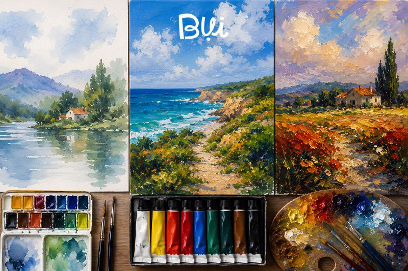 So sánh màu Acrylic với màu nước và sơn dầu