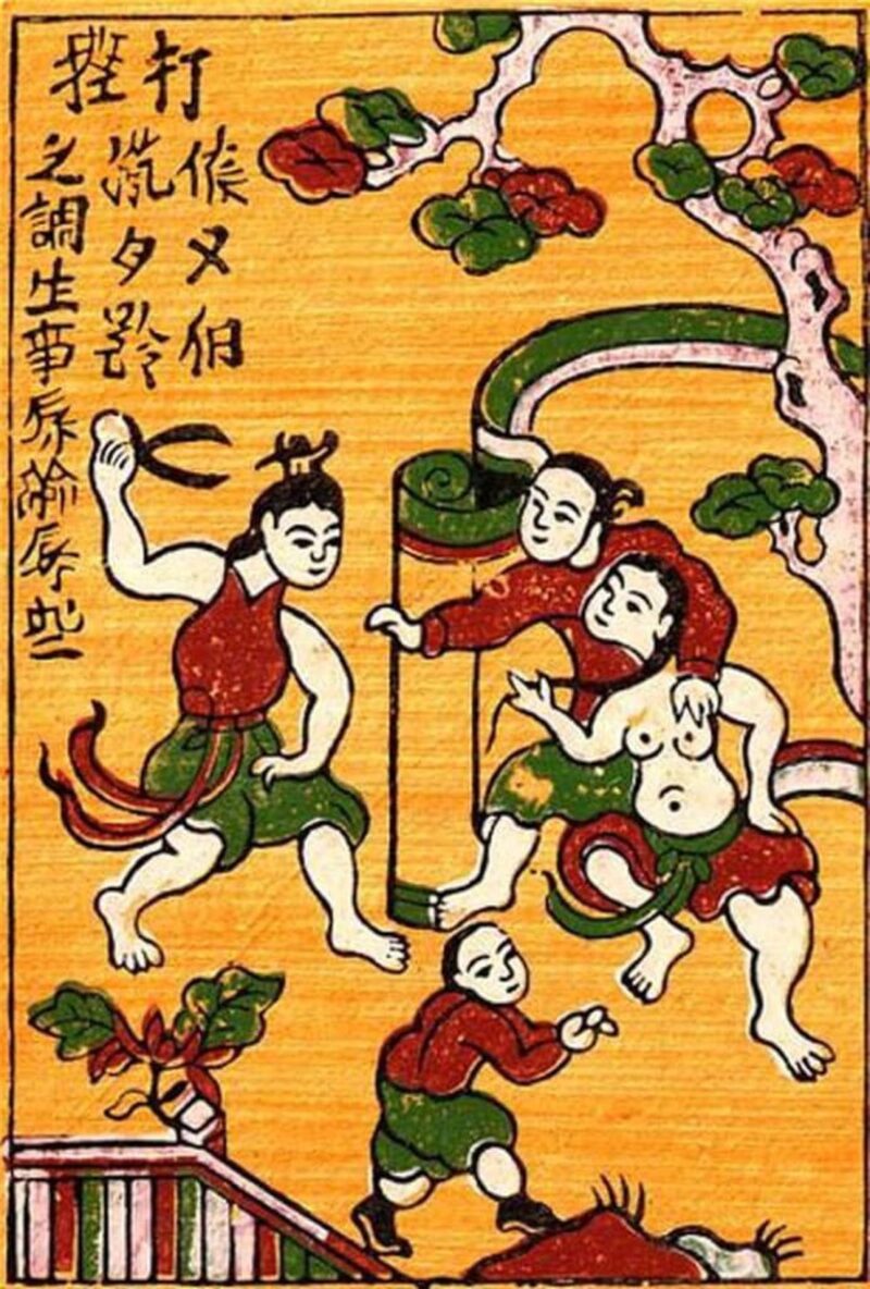 Tranh Đông Hồ "Đánh ghen"