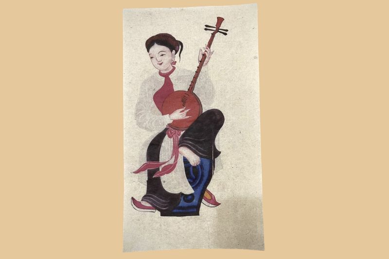 Tranh Tố Nữ Hàng Trống giấy dó