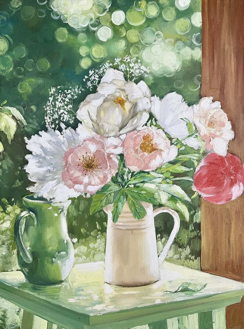 Tranh vẽ hoa màu Acrylic